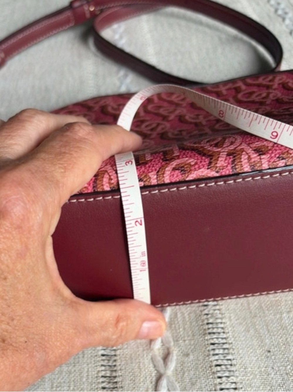 COACH MADI Crossbody w Rouge Pink Canvas & Leather Monogram Print CF343 - Picture 13 of 14